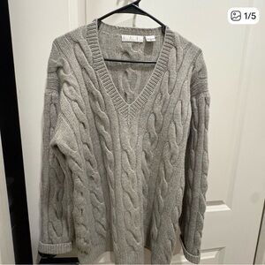 TSE Taupe Cable Knit Cashmere Sweater
